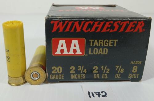 AMMO: 25X WINCHESTER AA 20GA - 2 3/4IN - #8 SHOT