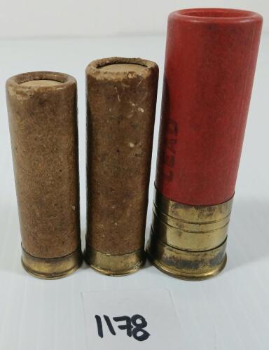 AMMO: 2X ELEY NO. 14 & 1 X WINCHESTER SUPER X NO. 8 INDUSTRIAL SHOTSHELL - PAPER LABELS