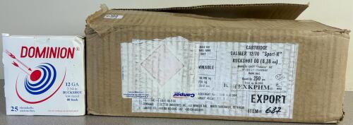 AMMO: 250X DOMINION - 12GA - 2-3/4IN - DOUBLE AUGHT BUCKSHOT - SEALED