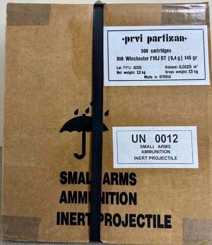 AMMO: 500X PRVI PARTIZAN .308WIN - 145GR - FMJ