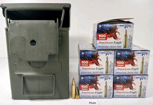 AMMO: 500X AMERICAN EAGLE .223 REM - 55GR - FMJ - INCL AMMO BOX