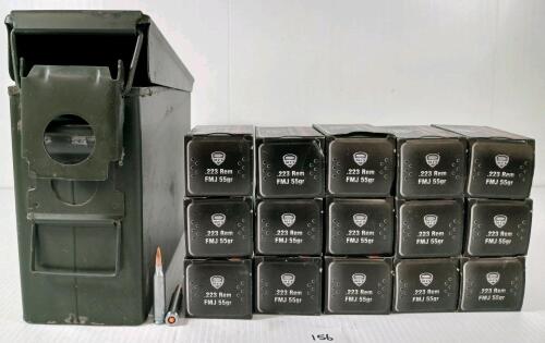 AMMO: APPROX 300X MFS .223 REM - 55GR - FMJ - INCL AMMO BOX