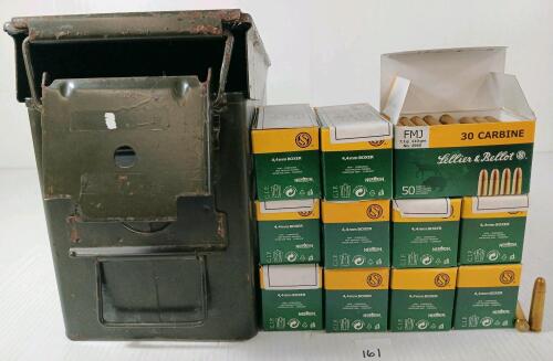 AMMO: 550X SELLIER & BELLOT .30 CARBINE - 110GR - FMJ - INCL AMMO BOX