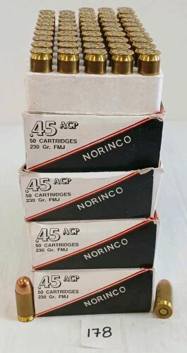 AMMO: 200X NORINCO .45 ACP - 230GR - FMJ