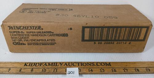 AMMO: 500X WINCHESTER SUPER X 9MM LUGER - 147GR - FMJ - SEALED