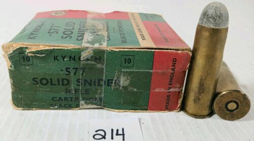 AMMO: 14X KYNOCH .577 SNIDER - 480GR - SOLID LEAD BULLET