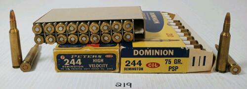 AMMO: 40X DOMINION & PETERS .244 REM - 75 & 90GR - PSP