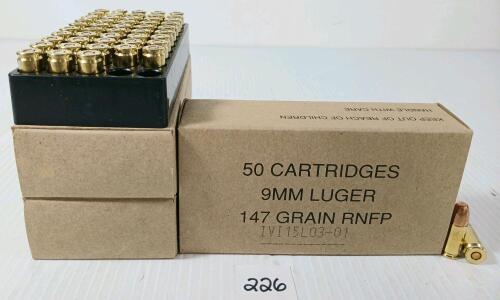 AMMO: 150X 9MM LUGER - 147GR - RNFP