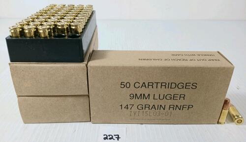 AMMO: 150X 9MM LUGER - 147GR - RNFP