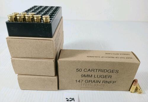 AMMO: 160X 9MM LUGER - 147GR - RNFP