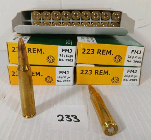 AMMO: 100X SELLIER & BELLOT .223 REM - 55GR - FMJ