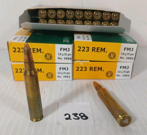 AMMO: 100X SELLIER & BELLOT .223 REM - 55GR - FMJ