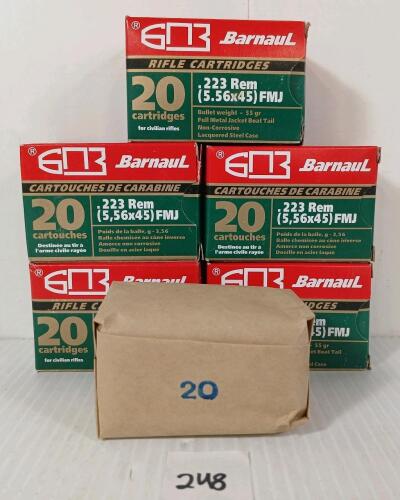 AMMO: 100X BARNAUL .223 REM - 55GR - FMJ