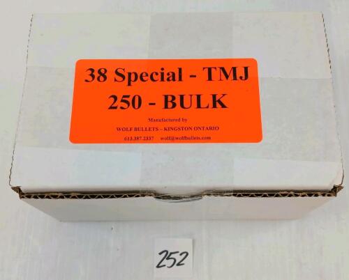 AMMO: 250X WOLF BULLETS .38SPCL - TMJ