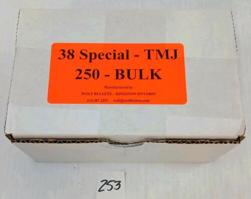 AMMO: 250X WOLF BULLETS .38SPCL - TMJ