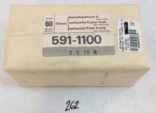 AMMO: 60X SWISS MILITARY 7.5X55MM - 174GR - FMJ