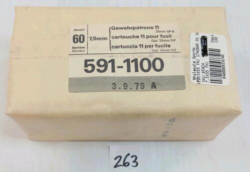 AMMO: 60X SWISS MILITARY 7.5X55MM - 174GR - FMJ