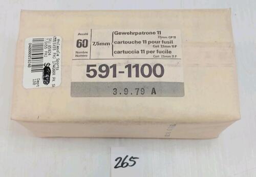 AMMO: 60X SWISS MILITARY 7.5X55MM - 174GR - FMJ