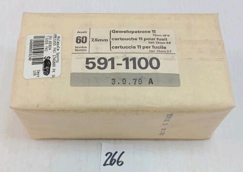 AMMO: 60X SWISS MILITARY 7.5X55MM - 174GR - FMJ