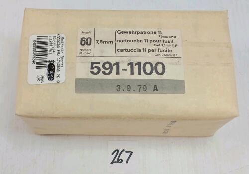 AMMO: 60X SWISS MILITARY 7.5X55MM - 174GR - FMJ