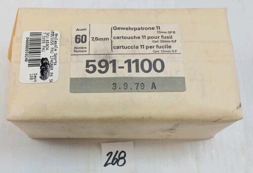 AMMO: 60X SWISS MILITARY 7.5X55MM - 174GR - FMJ