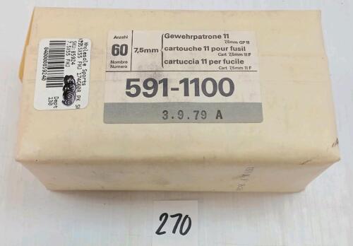 AMMO: 60X SWISS MILITARY 7.5X55MM - 174GR - FMJ