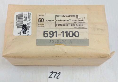 AMMO: 60X SWISS MILITARY 7.5X55MM - 174GR - FMJ