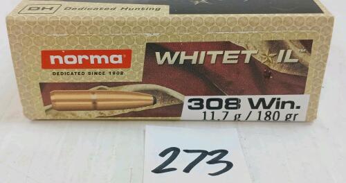 AMMO: 20X NORMA WHITETAIL .308WIN - 180GR