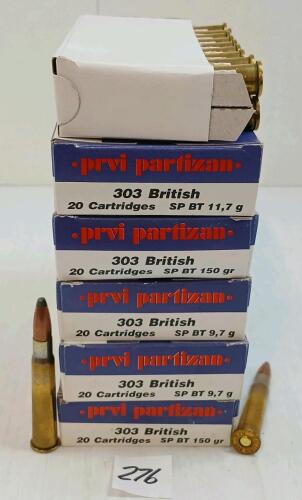 AMMO: 100X PRVI PARTIZAN .303BRIT - 150 & 180GR