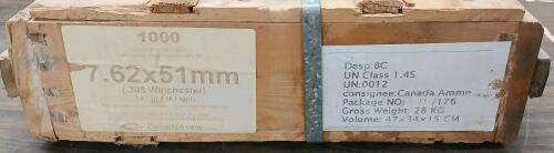 AMMO: 1000X CANADA AMMO .308WIN - 147GR - FMJ - W/ CRATE