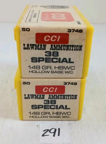 AMMO: 100X CCI .38SPCL - 148GR - HB