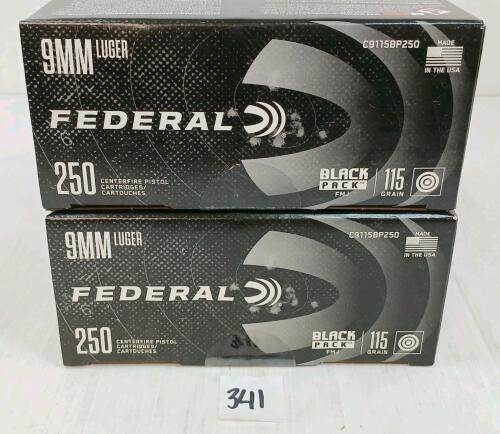 AMMO: 500X FEDERAL 9MM LUGER - 115GR