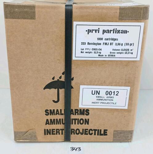 AMMO: 1000X PRVI PARTIZAN .223REM - 55GR - FMJ