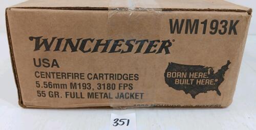 AMMO: 1000X WINCHESTER 5.56MM - 55GR - FMJ
