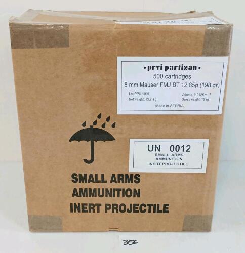 AMMO: 500X PRVI PARTIZAN 8MM MAUSER - 198GR - FMJ