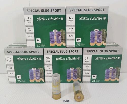 AMMO: 125X SELLIER & BELLOT 12GA - 2 5/8 IN - SLUG