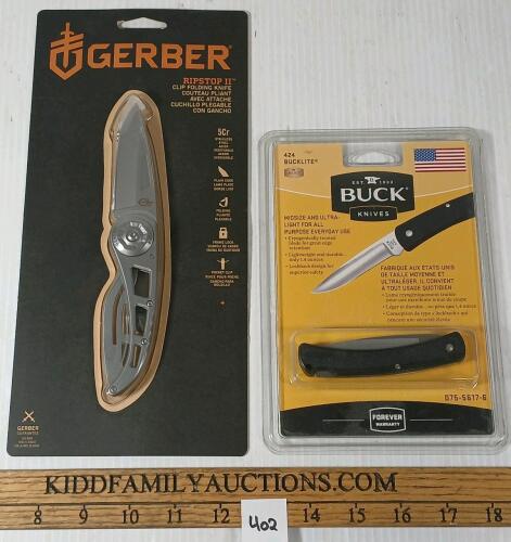 LOT OF 2 - BUCKLITE MODEL 424 & GERBER RIPSTONE II FOLDING KNIVES - SEALED