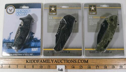 LOT OF 3 - U.S. ARMY SERVICE & RESCUE KNIVES - SEALED