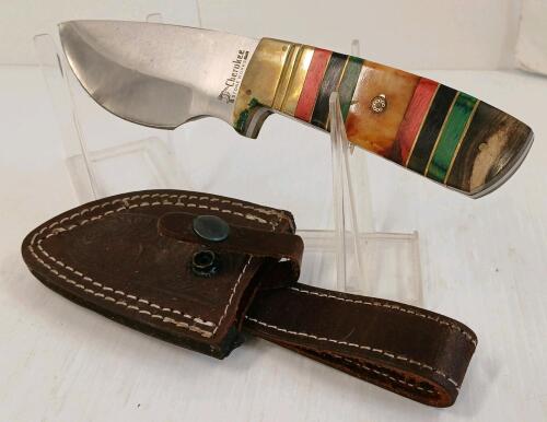CHEROKEE STONE WORKS KNIFE W/ LEATHER SHEATH