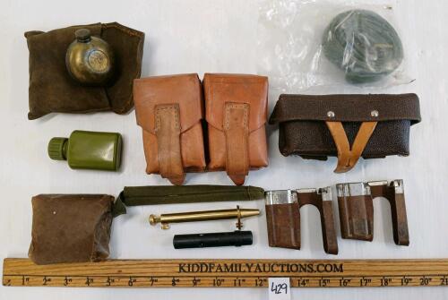 JOB LOT - MIXED MILITARY OILERS, POUCHES, MAG CLIPS, CLEANING KITS, ETC