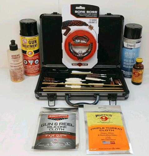JOB LOT - CLEANING KIT, GUN OILS, CLOTHS & BORE BOSS