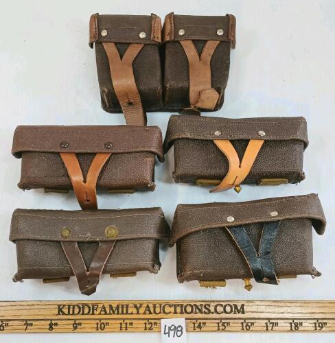LOT OF 5 - SOVIET STYLE LEATHER MAG POUCHES