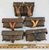 LOT OF 5 - SOVIET STYLE LEATHER MAG POUCHES
