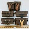 LOT OF 5 - SOVIET STYLE LEATHER MAG POUCHES