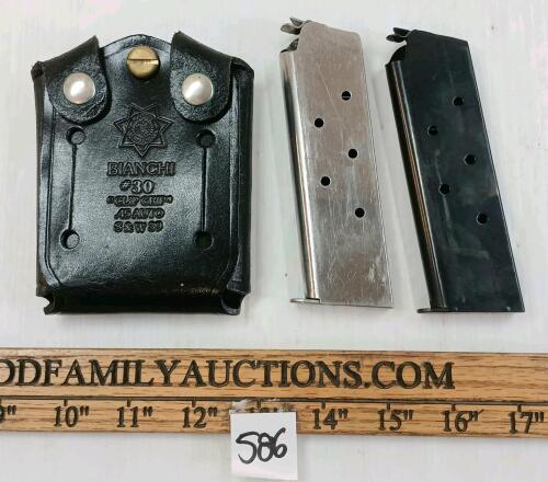 LOT OF 3 - COLT .45AUTO MAGS W/ BIANCHI POUCH - PAL REQ.
