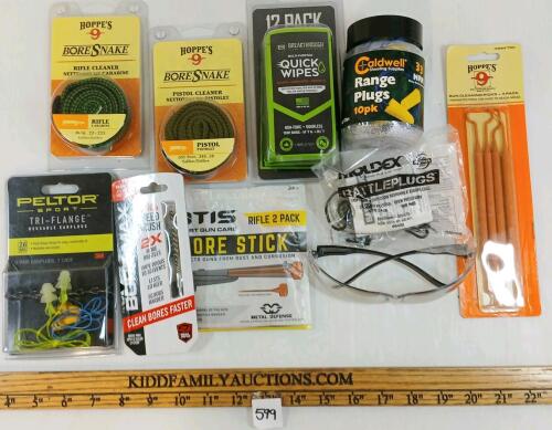 JOB LOT - EAR PLUGS, SAFETY GLASSES, BORE STICK, CLEANING TOOLS, ETC