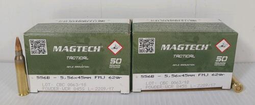 AMMO: 100X MAGTECH TACTICAL 5.56X45 MM -62GR FMJ