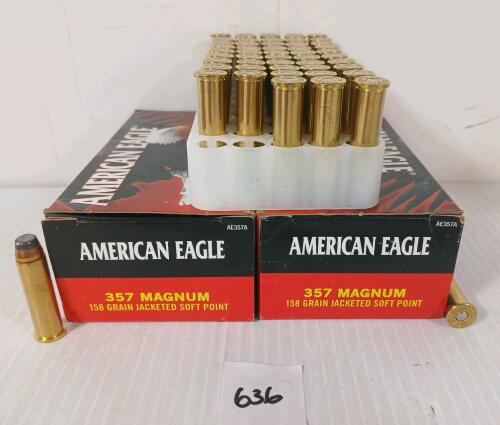 AMMO: 100X FEDERAL AMERICAN EAGLE .357 MAGNUM - 158GR - JSP