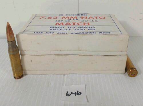 AMMO: 40X MILITARY 7.62 MM NATO - 173GR