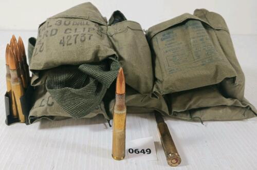 AMMO: 96X MILITARY ISSUE RNDS .30-06 W/ STRIPPER CLIPS